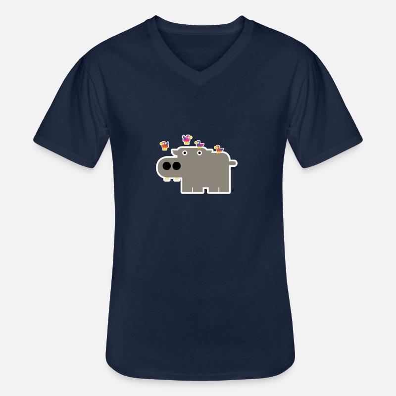 Nilpferd - Männer-T-Shirt mit V-Ausschnitt - Navy
