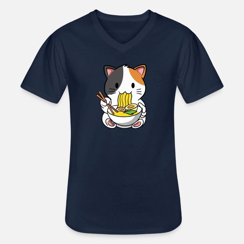 Katze Ramen Nudelsuppe - Männer-T-Shirt mit V-Ausschnitt - Navy