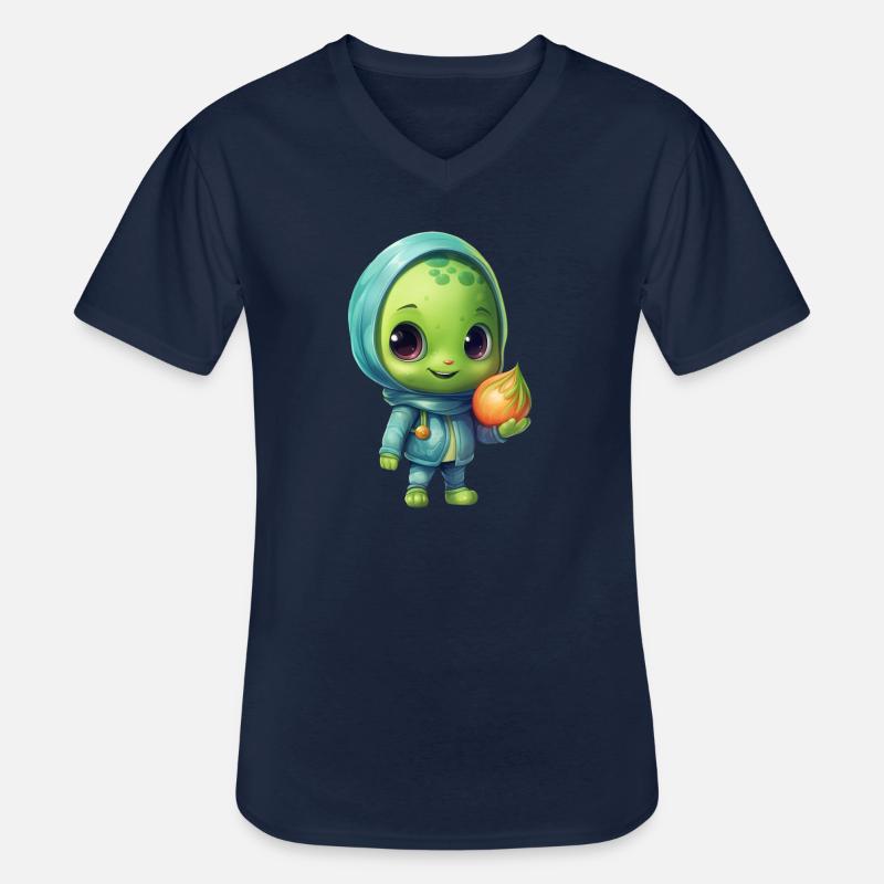 Blau-Pinker Alien Skateboarder: Kosmische Tricks - Männer-T-Shirt mit V-Ausschnitt - Navy