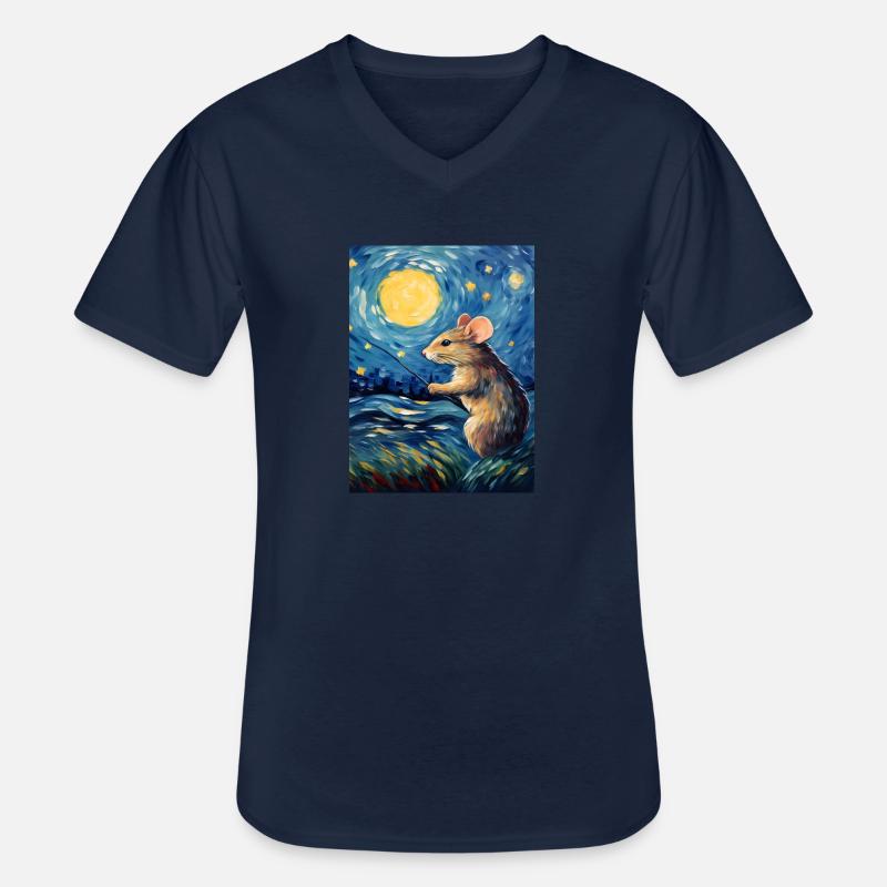 Van Gogh Maus - Männer-T-Shirt mit V-Ausschnitt - Navy