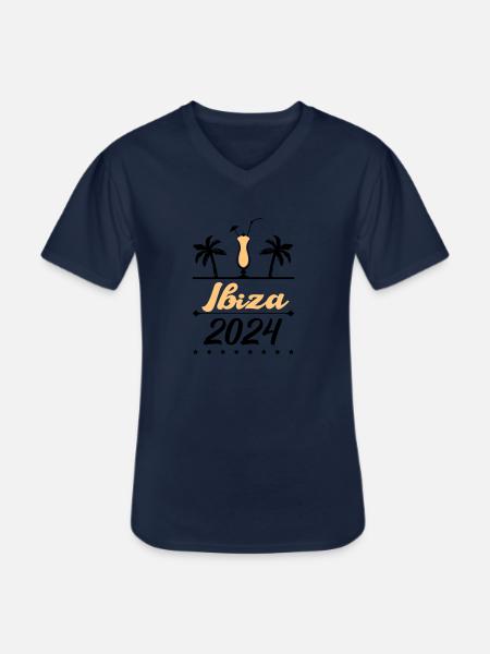 ibiza 2024 - Männer-T-Shirt mit V-Ausschnitt - Navy