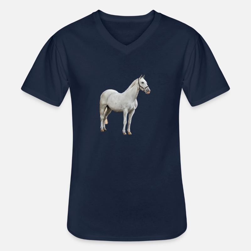 Pferd - Schimmel - Männer-T-Shirt mit V-Ausschnitt - Navy