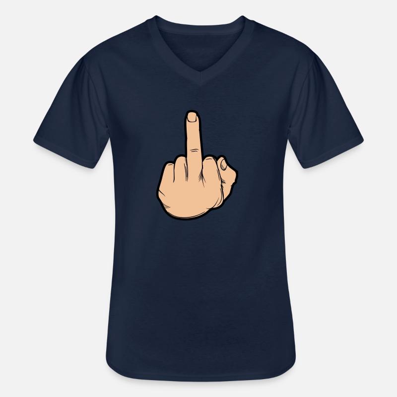 hand mittelfinger - Männer-T-Shirt mit V-Ausschnitt - Navy