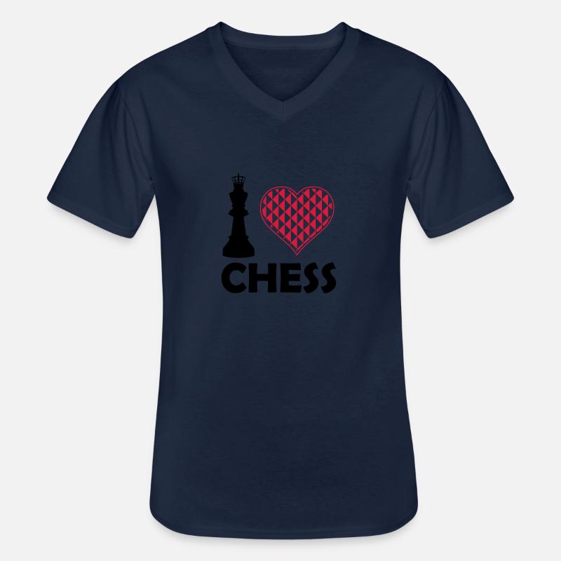 i love chess - Männer-T-Shirt mit V-Ausschnitt - Navy