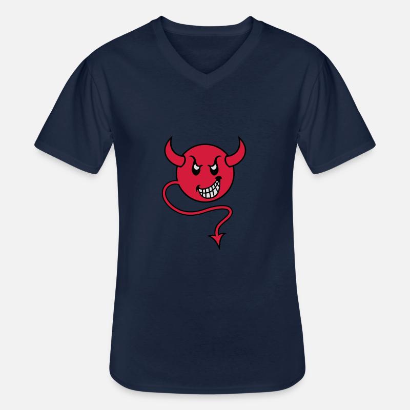 smilie devil red - Männer-T-Shirt mit V-Ausschnitt - Navy