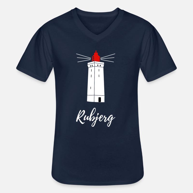 Leuchtturm Rubjerg Dänemark - Männer-T-Shirt mit V-Ausschnitt - Navy