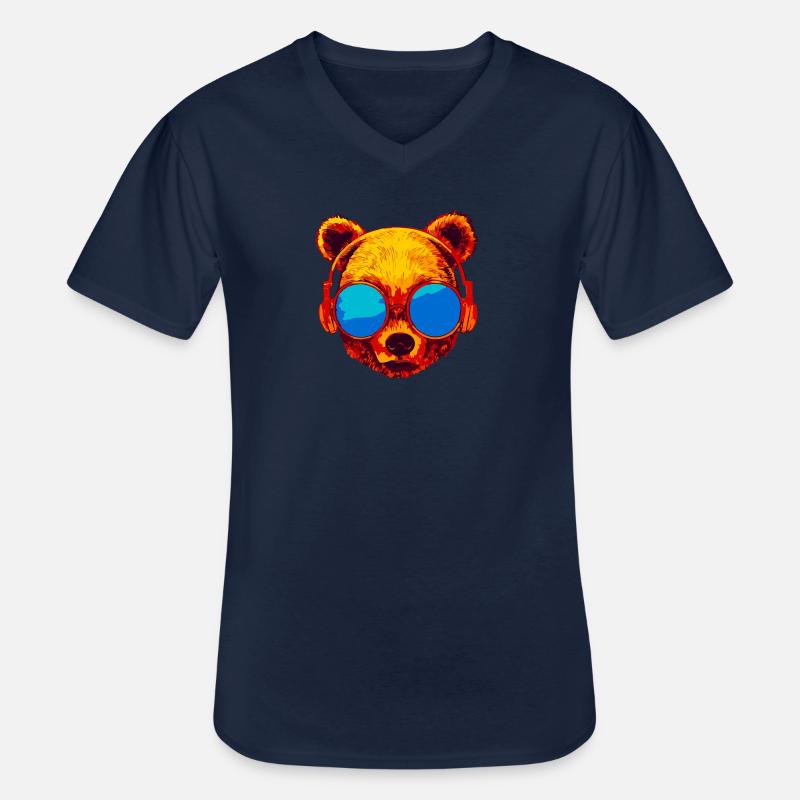 Bär mit Sonnenbrille - Männer-T-Shirt mit V-Ausschnitt - Navy