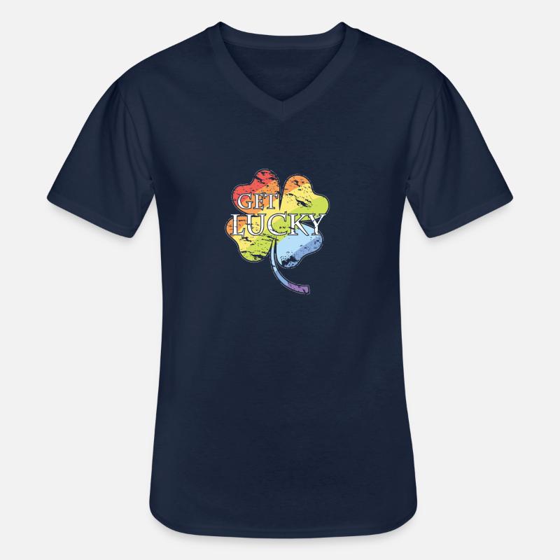 GET LUCKY - Männer-T-Shirt mit V-Ausschnitt - Navy