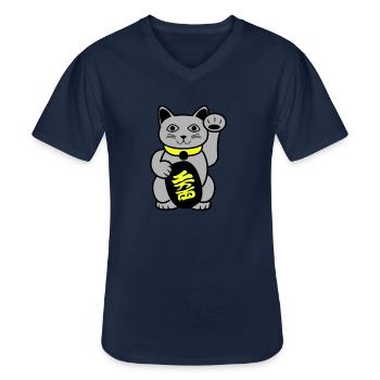 Maneki Winkekatze - Männer-T-Shirt mit V-Ausschnitt - Navy - Vorne - AI Model Male 178 dark (178cm)