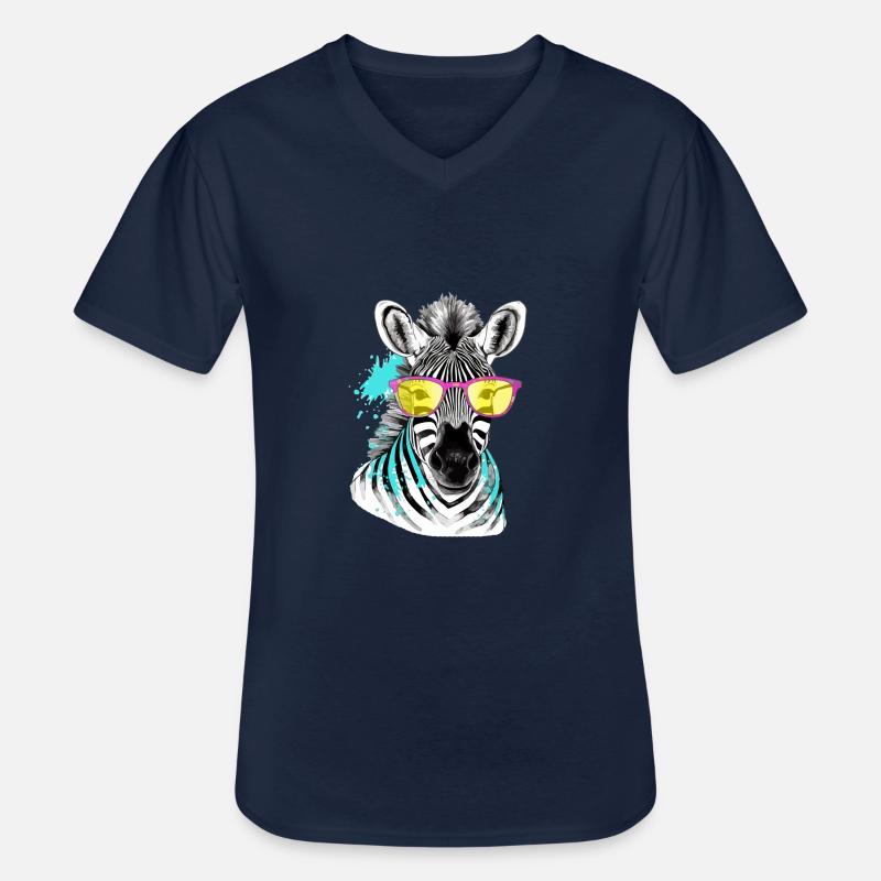 Lapi das Brillenzebra - Männer-T-Shirt mit V-Ausschnitt - Navy
