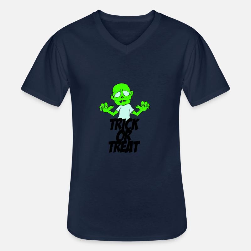 zombie trick or treat - Männer-T-Shirt mit V-Ausschnitt - Navy