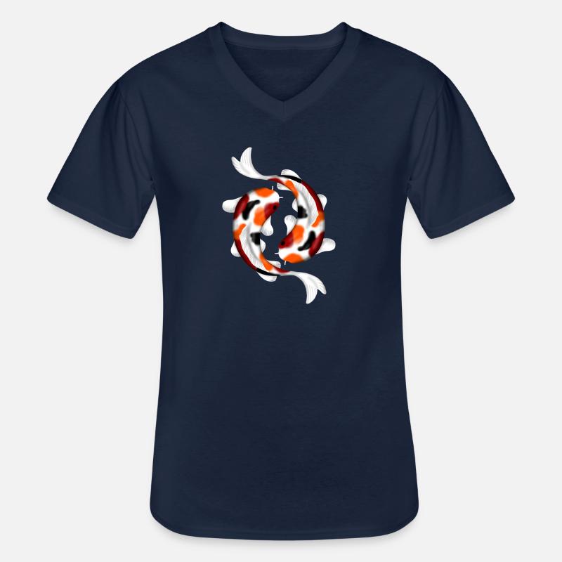 zwei verspielte Kois - Männer-T-Shirt mit V-Ausschnitt - Navy