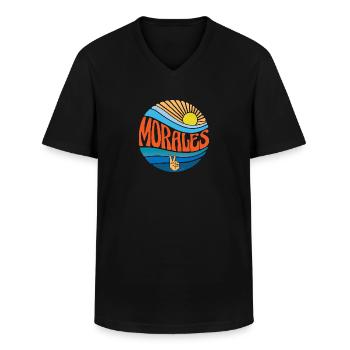 Morales Hemd Vintage Sunset Morales Groovy Krawatte - Männer-T-Shirt mit V-Ausschnitt - Schwarz - Vorne - AI Model Male 178 dark (178cm)