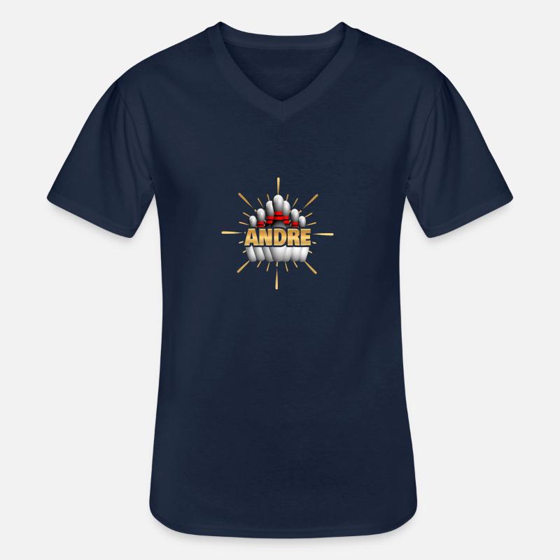 Bowling Andre - Männer-T-Shirt mit V-Ausschnitt - Navy