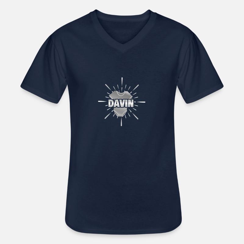 Davin - Männer-T-Shirt mit V-Ausschnitt - Navy