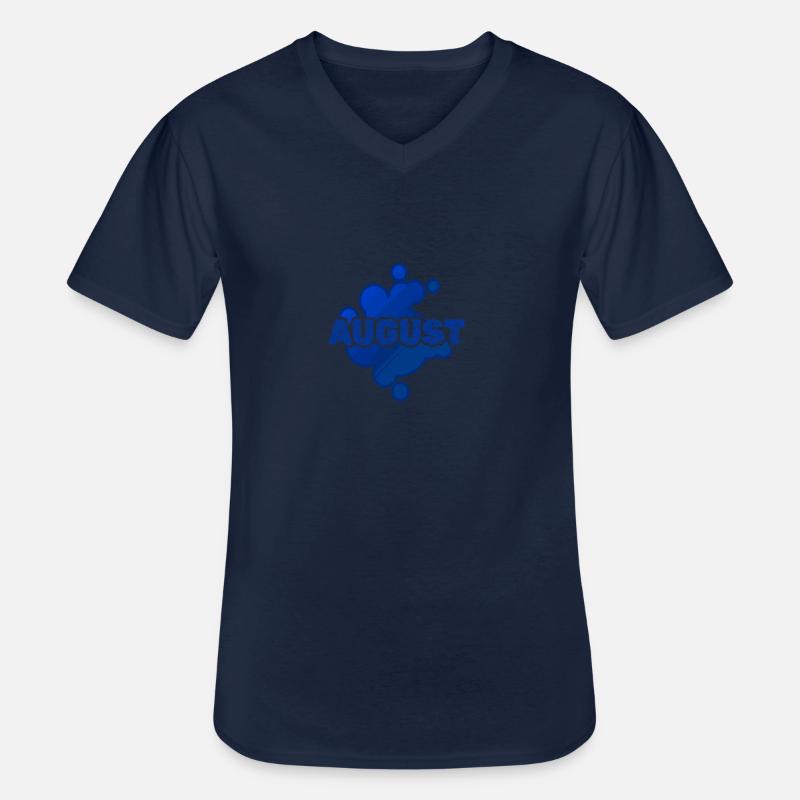 August - Männer-T-Shirt mit V-Ausschnitt - Navy