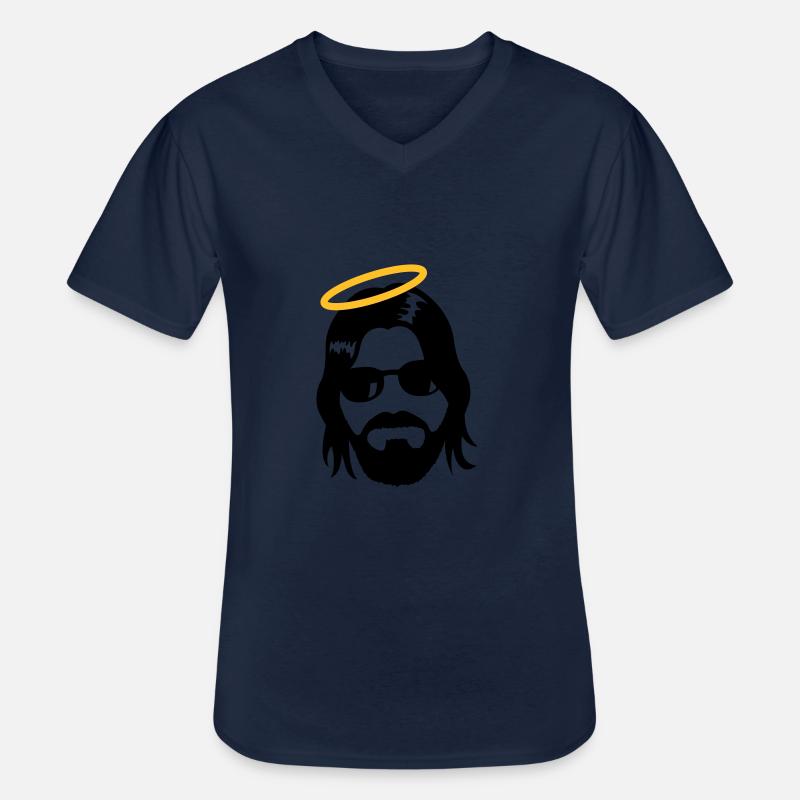 Holy Jesus - Männer-T-Shirt mit V-Ausschnitt - Navy