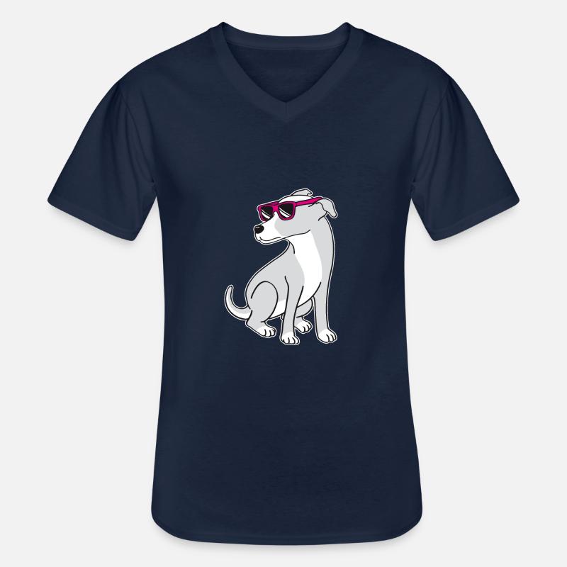 Hund mit Sonnenbrille - Männer-T-Shirt mit V-Ausschnitt - Navy