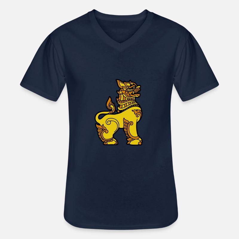 Chinthe, Myanmar, Myanmar - Männer-T-Shirt mit V-Ausschnitt - Navy