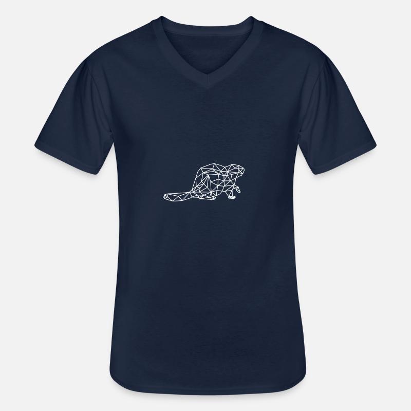 Biber - Männer-T-Shirt mit V-Ausschnitt - Navy