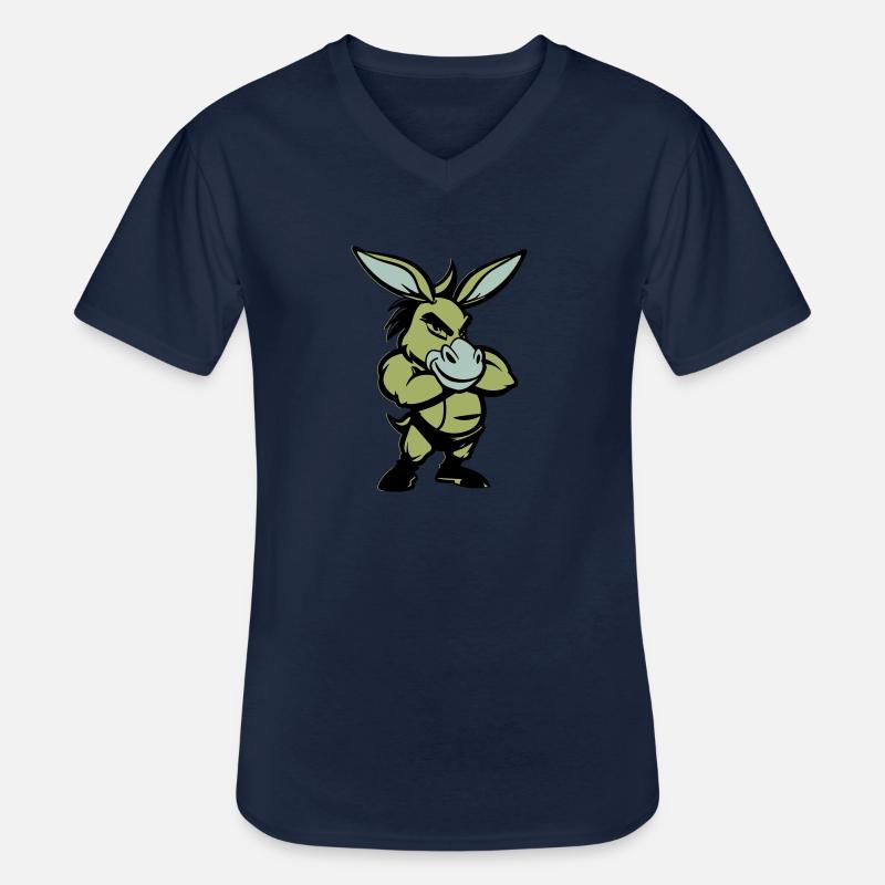 esel comic - Männer-T-Shirt mit V-Ausschnitt - Navy