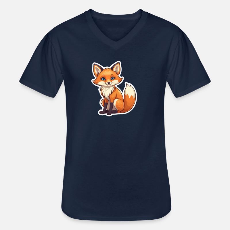 Fuchs Illustration - Männer-T-Shirt mit V-Ausschnitt - Navy