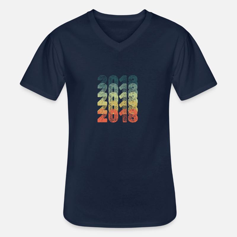 2018 - Männer-T-Shirt mit V-Ausschnitt - Navy