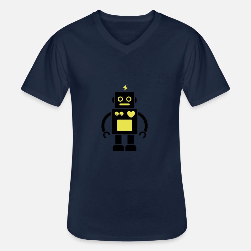 Roboter / Robot #2_2c - Männer-T-Shirt mit V-Ausschnitt - Navy