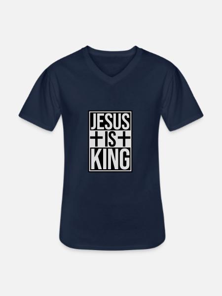 jesus is king quote - Men's V-Neck T-Shirt - navy