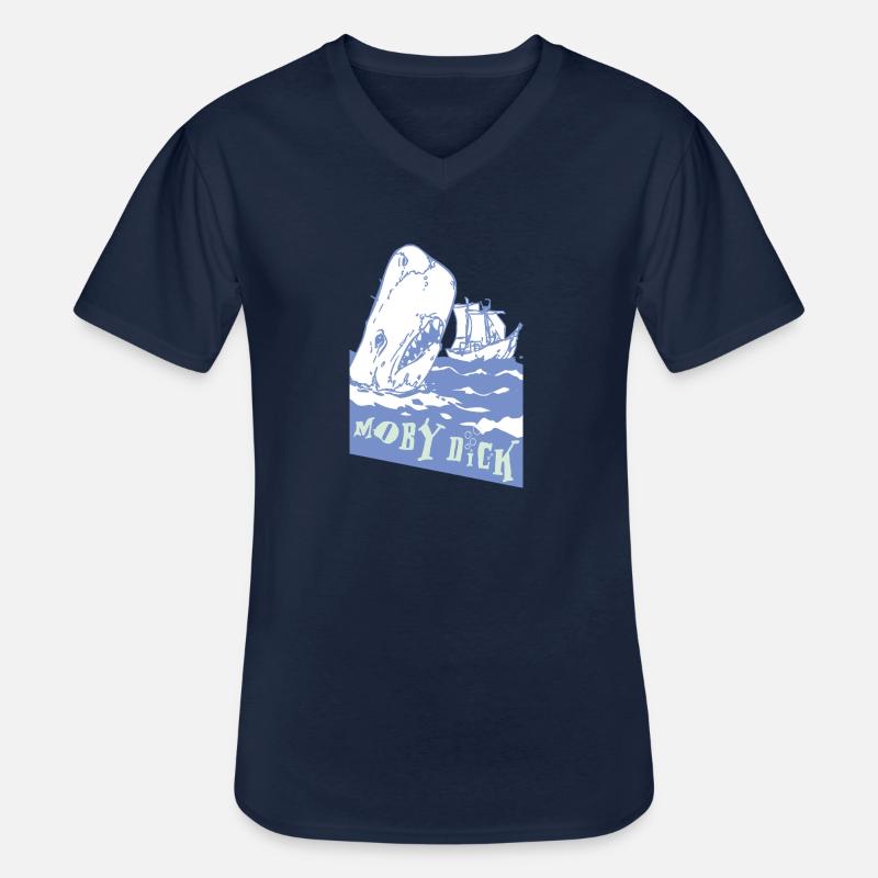 Moby Dick - Männer-T-Shirt mit V-Ausschnitt - Navy