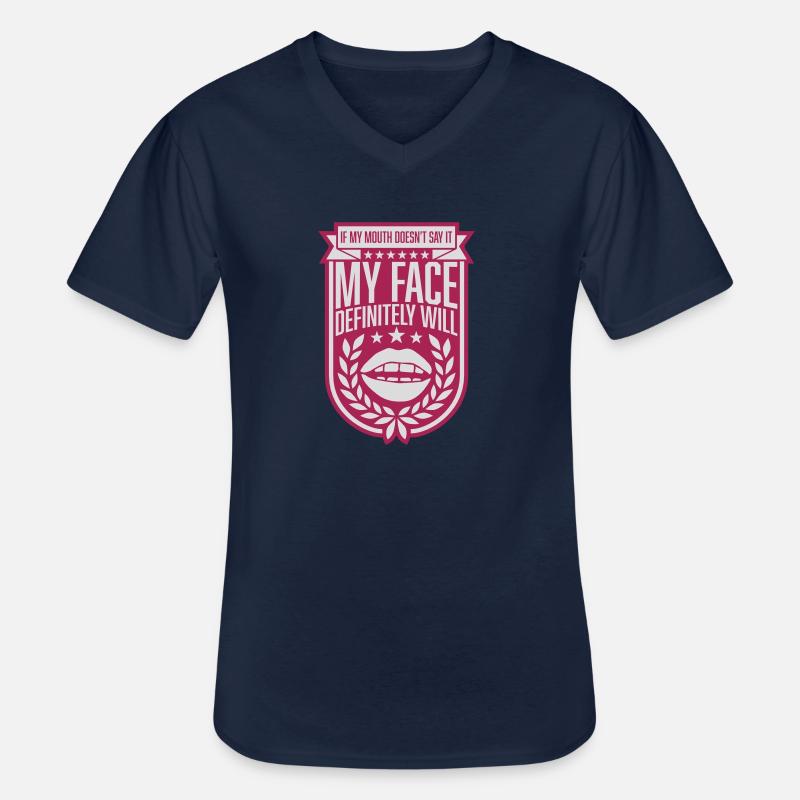 my face definitely will - Männer-T-Shirt mit V-Ausschnitt - Navy