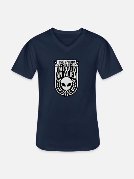 human costume alien quote - Men's V-Neck T-Shirt - navy