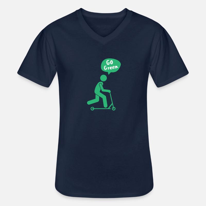 Go Green E-Scooter - Männer-T-Shirt mit V-Ausschnitt - Navy