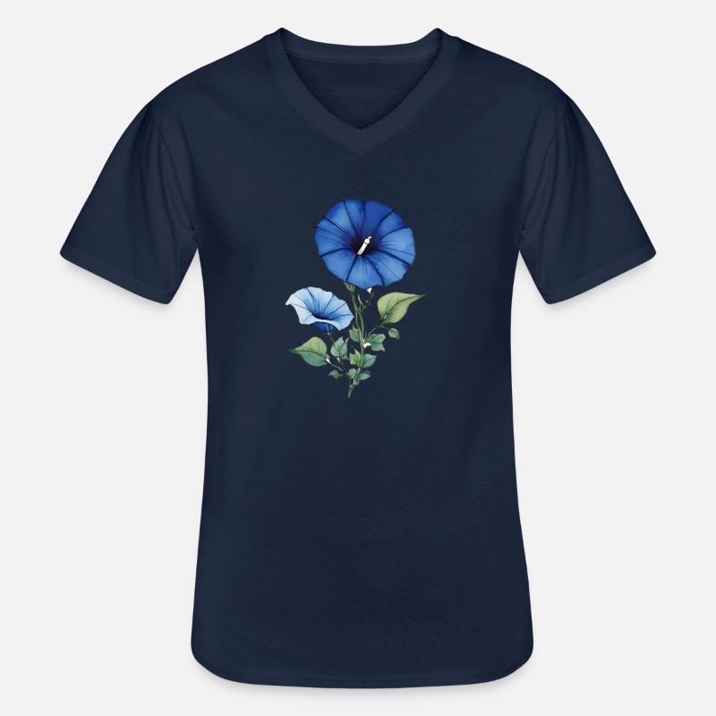Morning Glory - Men's V-Neck T-Shirt - navy