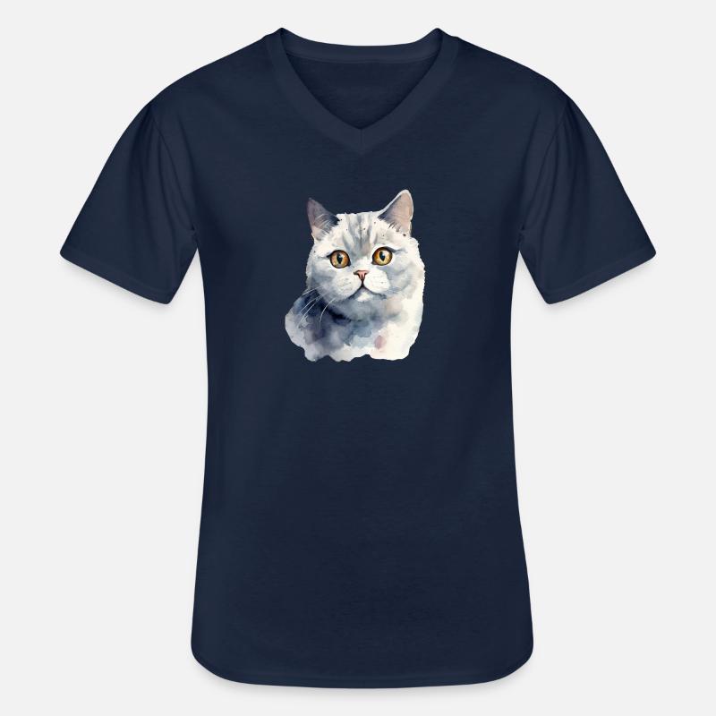 Britisch Kurzhaar Wasserfarben - Männer-T-Shirt mit V-Ausschnitt - Navy