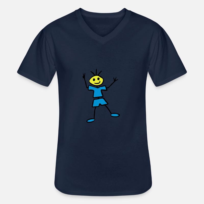 Strichmännchen - Männer-T-Shirt mit V-Ausschnitt - Navy