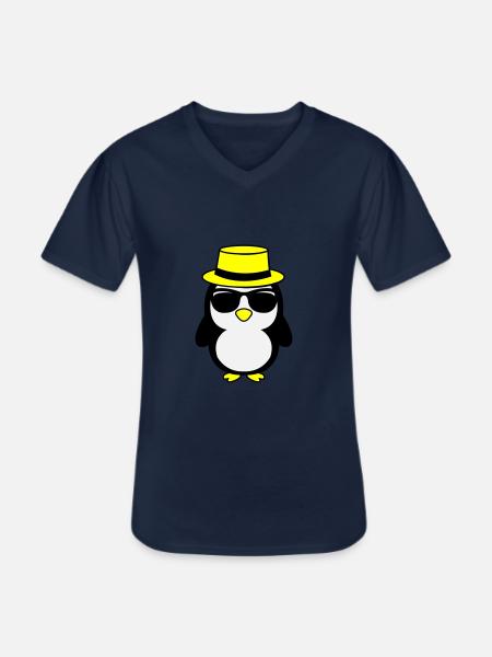 Cool Penguin 02 - Men's V-Neck T-Shirt - navy