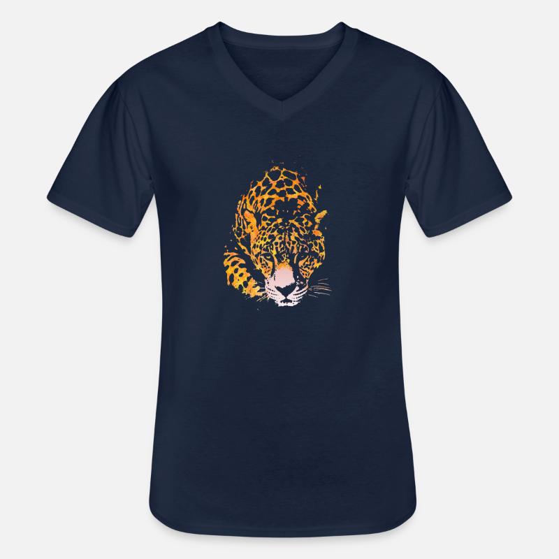 TIGER - Männer-T-Shirt mit V-Ausschnitt - Navy