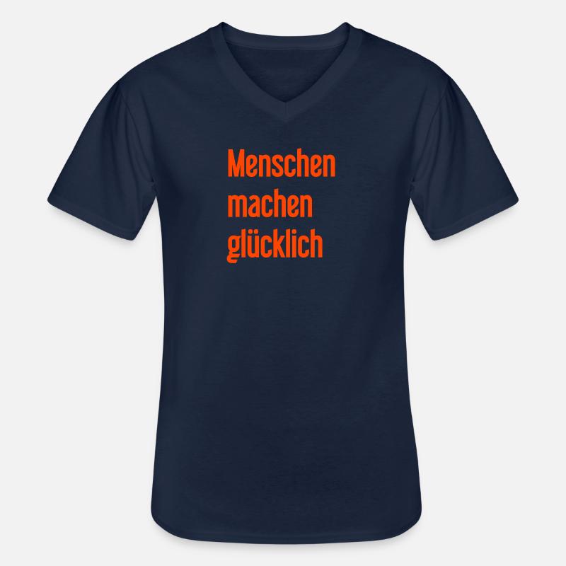 Menschen machen glücklich – Positives Statement - Männer-T-Shirt mit V-Ausschnitt - Navy
