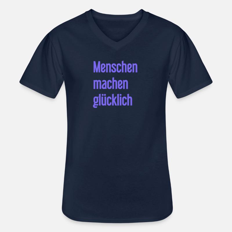 Menschen machen glücklich – Positives Statement - Männer-T-Shirt mit V-Ausschnitt - Navy