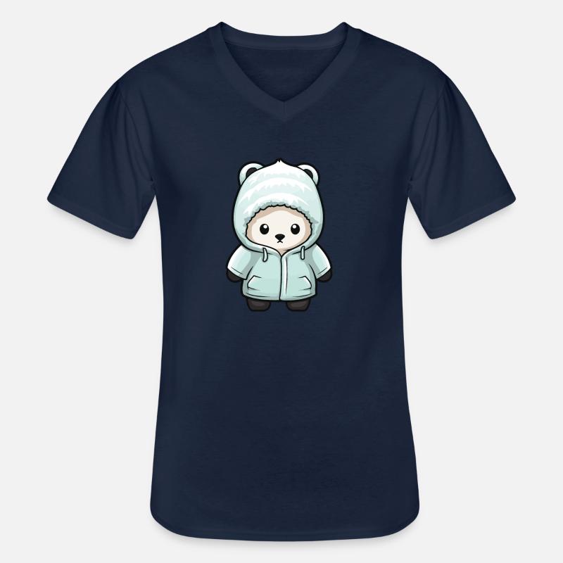 Eisbär Winter Polar Bär Comic - Männer-T-Shirt mit V-Ausschnitt - Navy