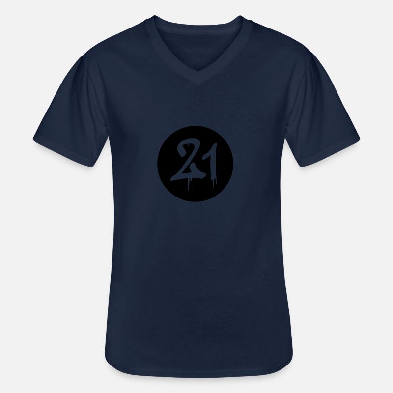 21 - Männer-T-Shirt mit V-Ausschnitt - Navy