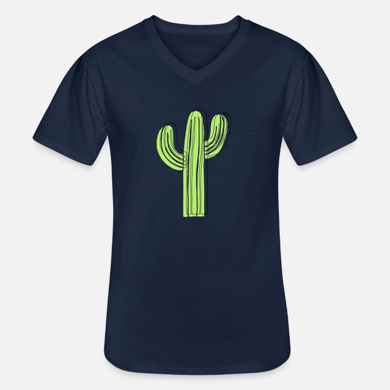 Kaktus - Männer-T-Shirt mit V-Ausschnitt - Navy