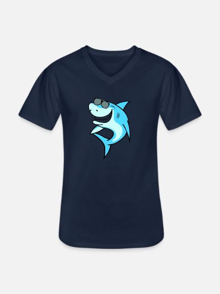 Shark Sunglasses - Men's V-Neck T-Shirt - navy