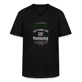 Fête des pères - T-shirt col V Homme - noir - Devant - AI Model Male 178 dark (178cm)