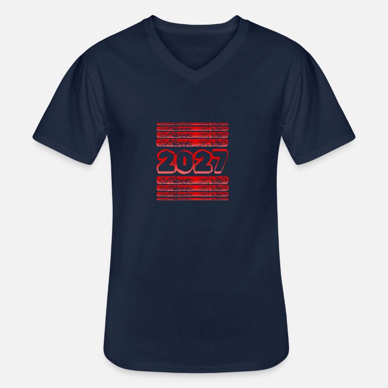 2027 - Männer-T-Shirt mit V-Ausschnitt - Navy