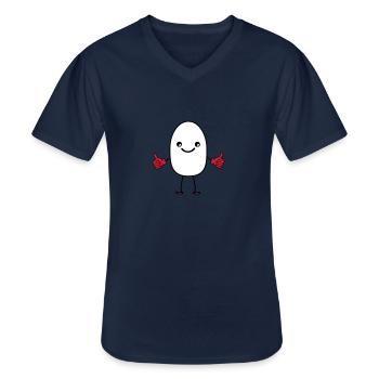 oeuf rire - T-shirt col V Homme - marine - Devant - AI Model Male 178 dark (178cm)