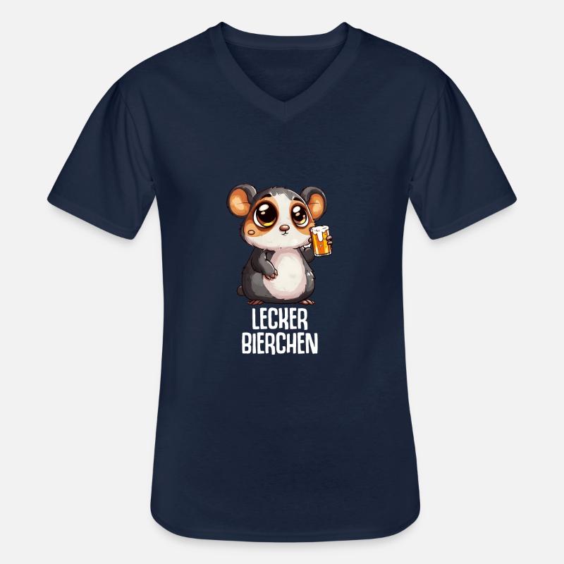 Lecker Bierchen Sad Hamster Meme Bier Mallorca - Männer-T-Shirt mit V-Ausschnitt - Navy