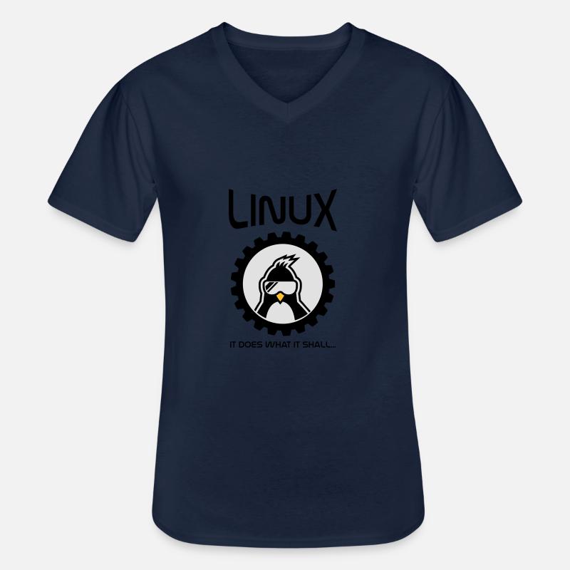 linux does what it shall - Men's V-Neck T-Shirt - navy