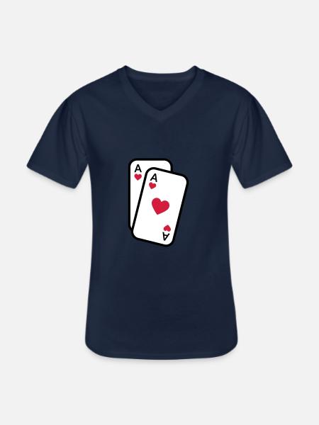 Cartes as de coeur cartes à jouer poker - T-shirt col V Homme - marine
